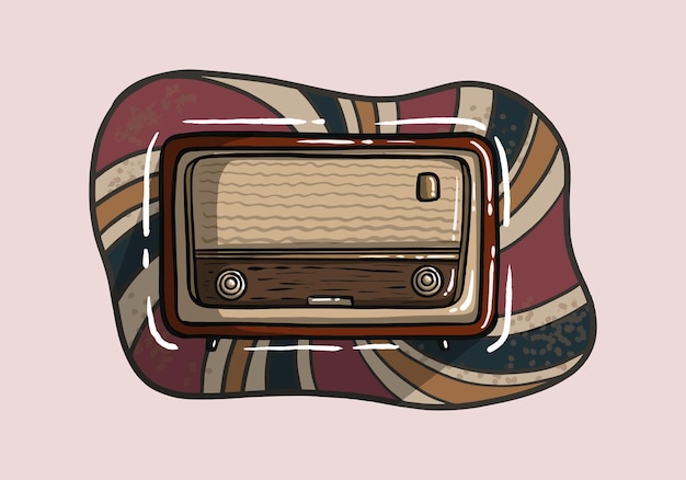 Vector old radio with vintage background. vintage radio for your design, radio vector illustration.