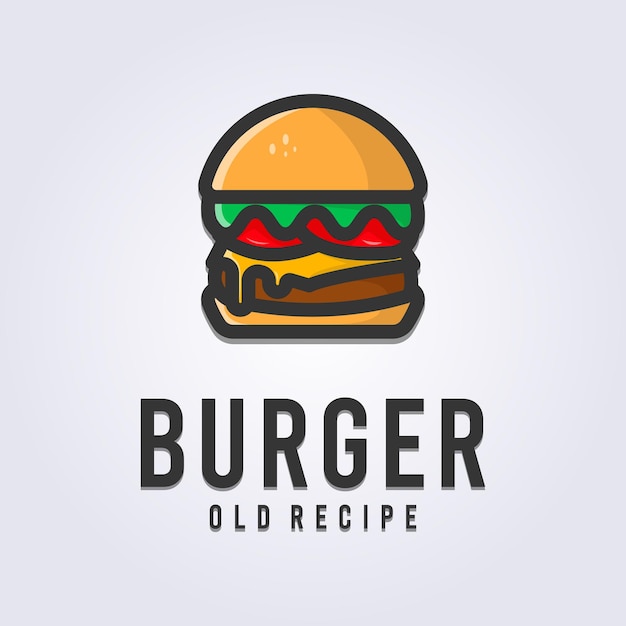 old recipe burger logo vector illustration design
