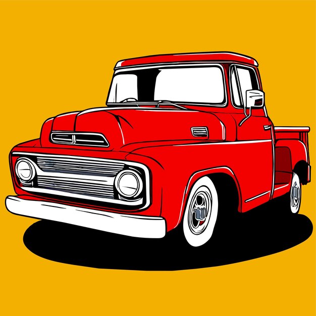 Vector old red truck vector illustration