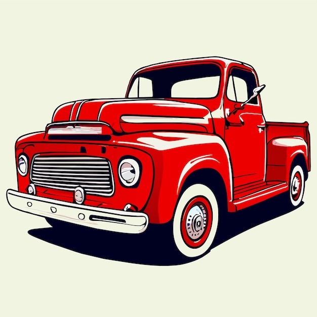 Vector old red truck vector illustration