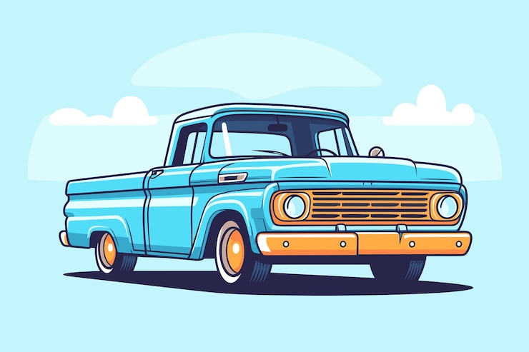 Vector old retro pickup truck illustration vector vintage transport vehicle