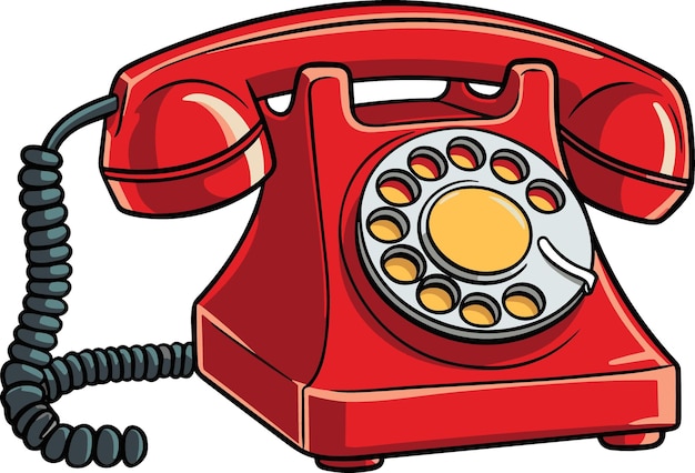 Vettore vecchio telefono rotativo retrò vintage telefono rosso isolato su uno sfondo bianco illustrazione vettoriale