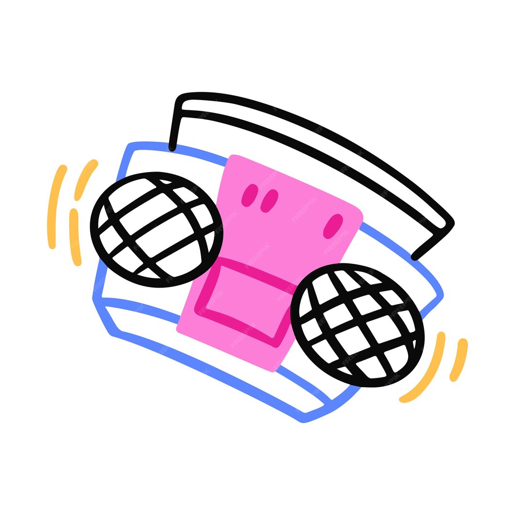 Premium Vector | Old retro tape recorder in outline style memphis 90s