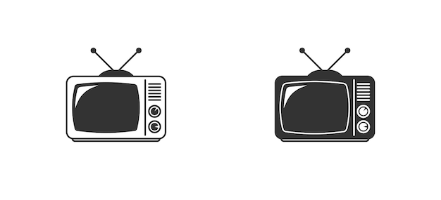 Vecchia icona tv retrò illustrazione vettoriale in piano