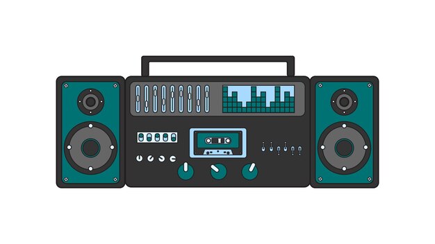 Old retro vintage poster with audio music equipment vinyl dj board with sliders and cranks