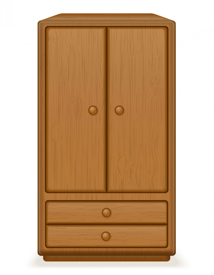 Vector old retro wooden furniture wardrobe vector illustration
