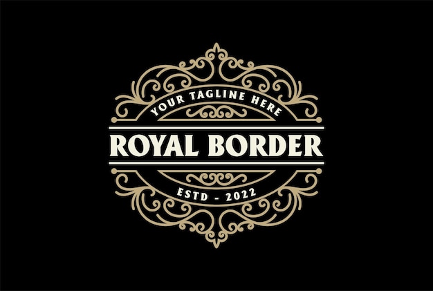 Old royal border frame badge emblem label logo design vector