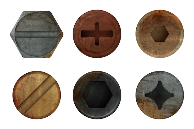 Old rusty bolts screw. Hardware rust metal texture for different iron tools.  realistic pictures