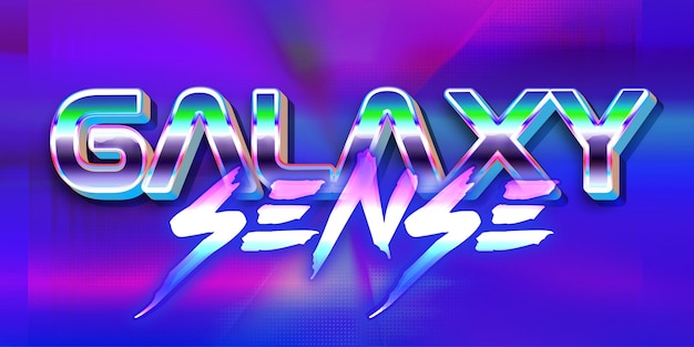 Old School 80s galaxy sense retro futuristic shiny metallic editable text effect for trendy flyer poster and banner template promotion