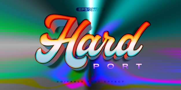 Old School 80s hard port retro futuristic shiny metallic editable text effect