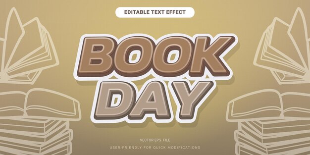 old school brown style editable book day text effect simple 3d vector