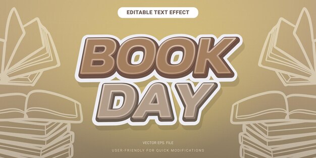 Vector old school brown style editable book day text effect simple 3d vector