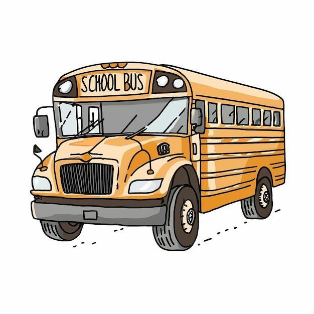 Old school bus concept minimal colored