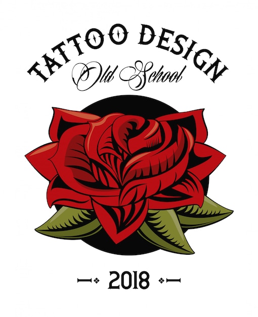 Disegno del disegno del tatuaggio del fiore della vecchia scuola