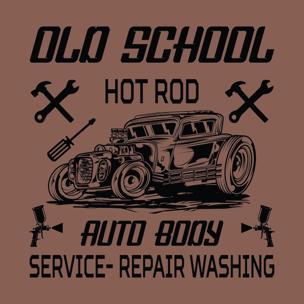 Vector old school hot rod t-shirt ontwerp