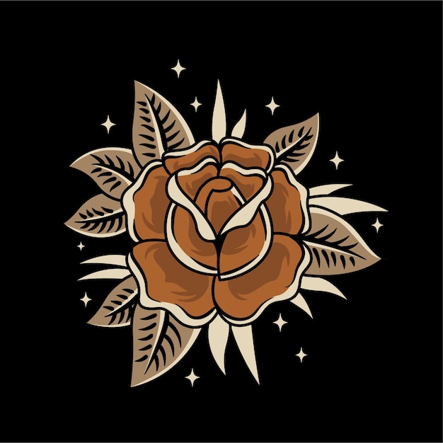 Vector old school roses vintage artwork illustration