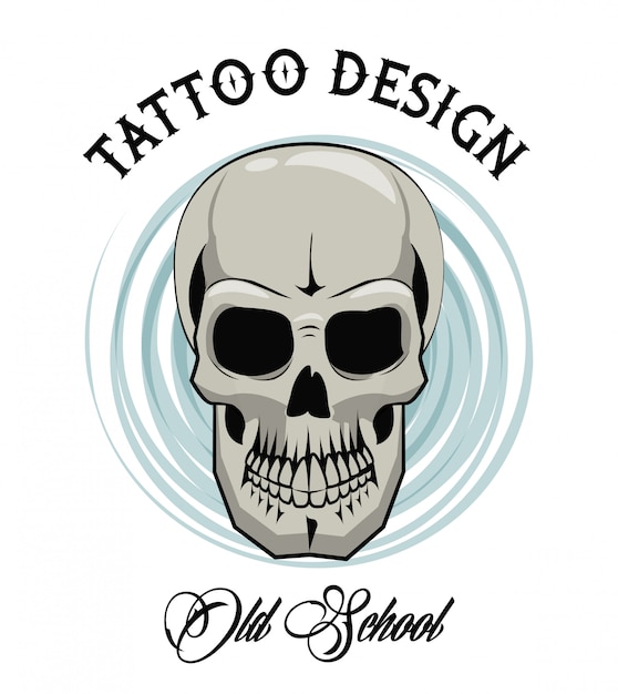 Old school tatoeage duivel schedel tekening ontwerp