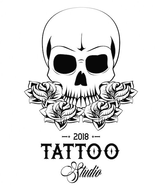 Vector old school tatoeage duivel schedel tekening ontwerp