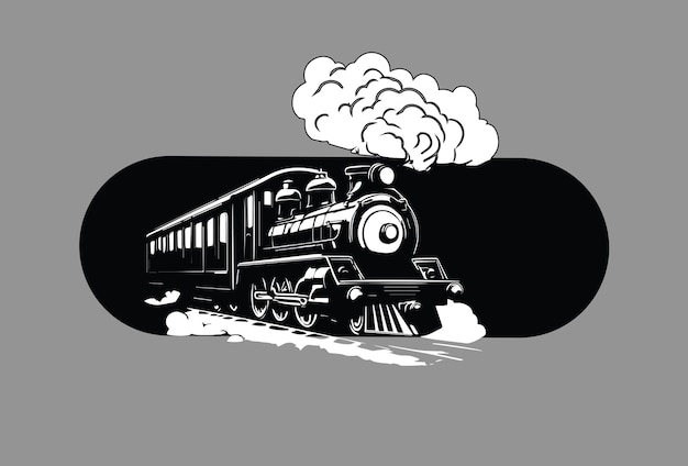 Vettore logo dell'illustrazione del treno della vecchia scuola