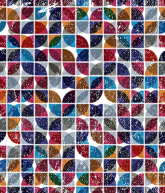 Vector old scratched and spotted mosaic seamless background vector retro style design contain seamless messy aged texture that can be used separately