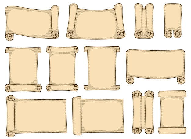 Vecchia illustrazione del disegno vettoriale di scorrimento isolata su sfondo bianco