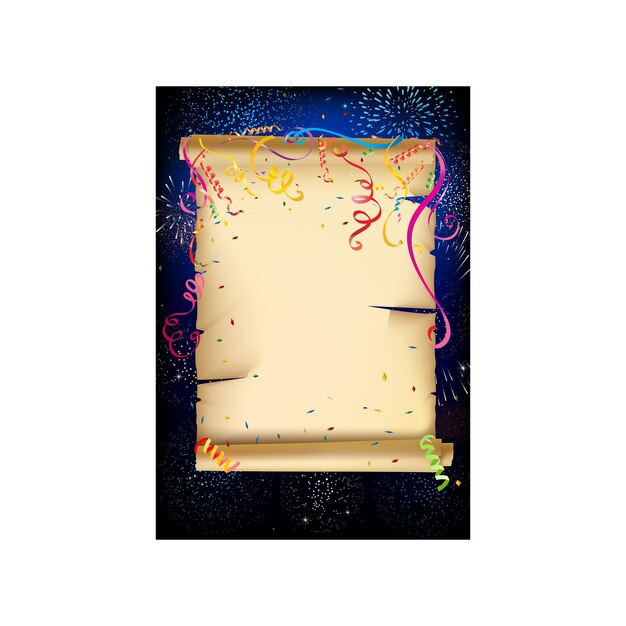 Old scroll for your text and colorful party