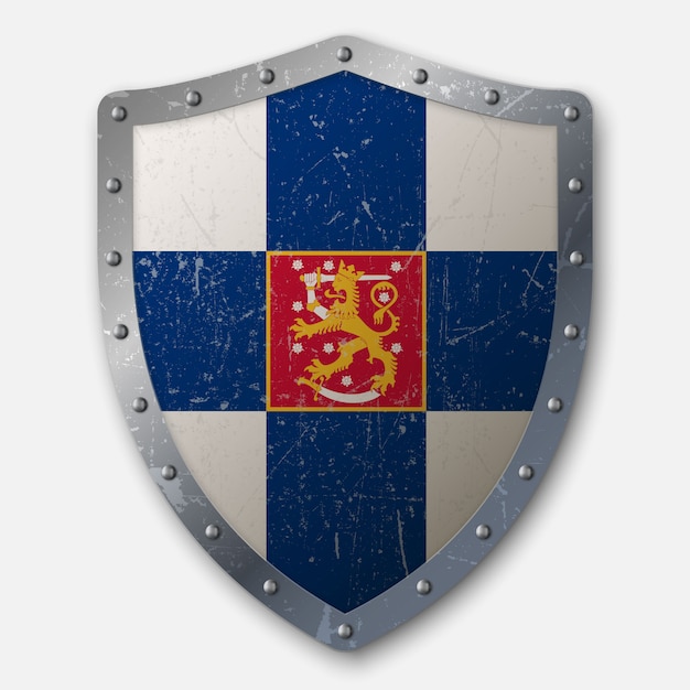 Old shield with flag of finland