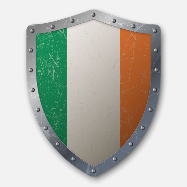 Vecchio scudo con bandiera dell'irlanda