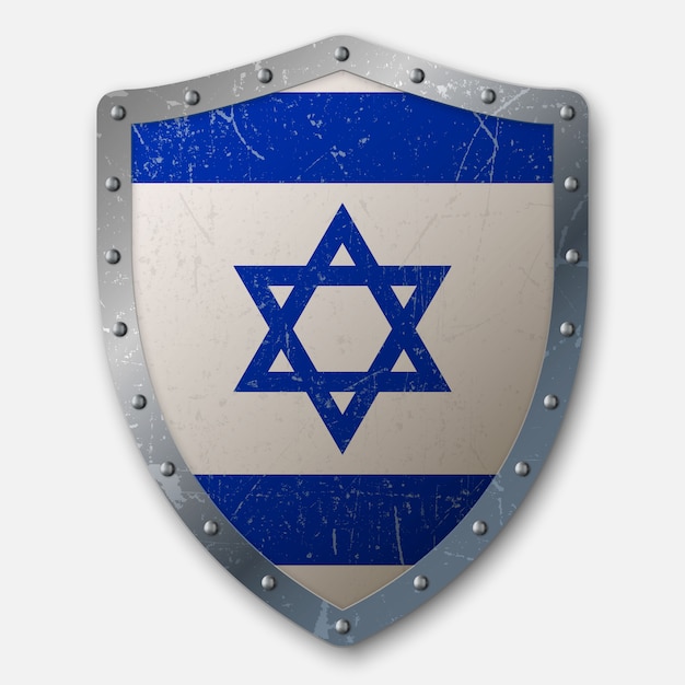 Old shield with flag of israel