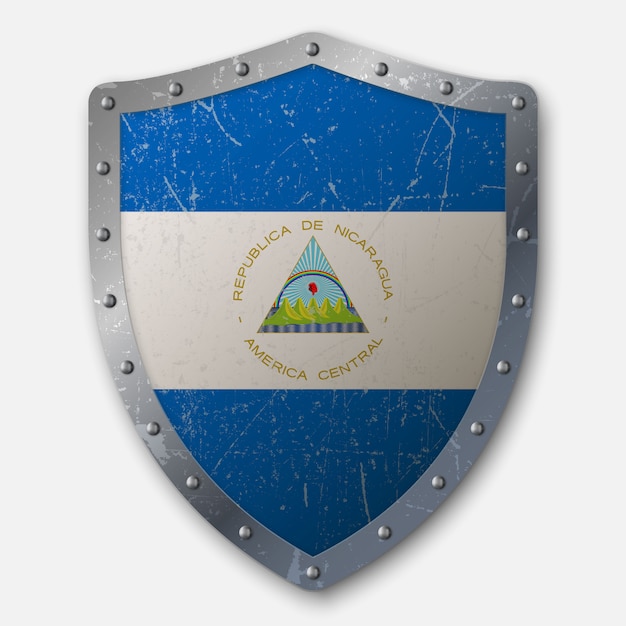 Old shield with flag of nicaragua