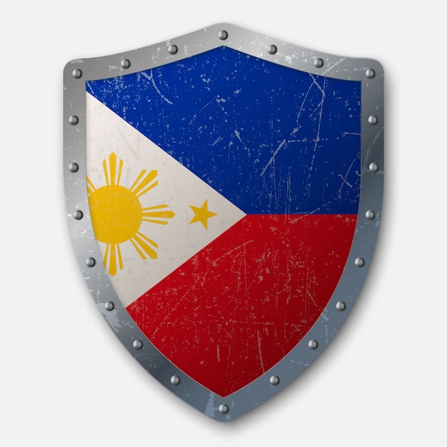 Vector old shield with flag of philippines