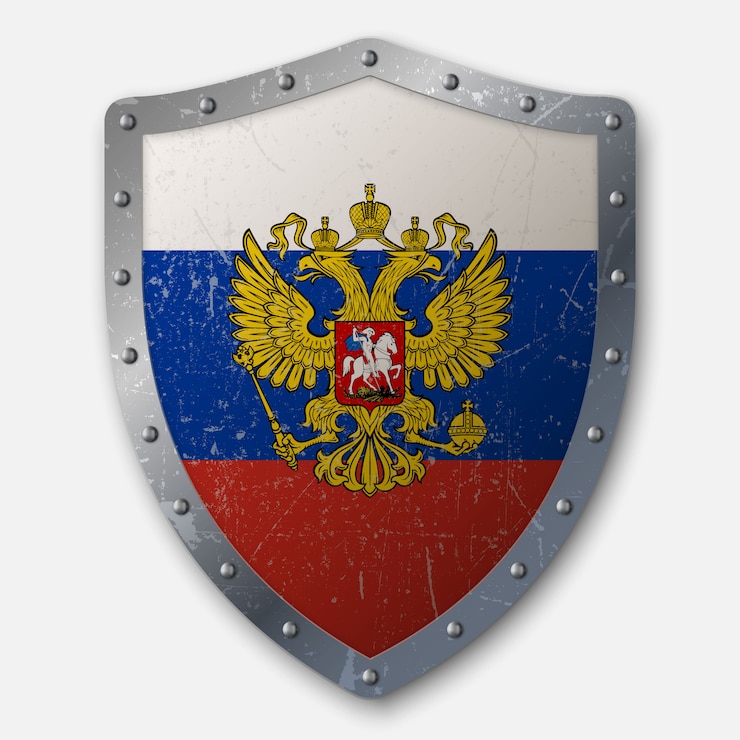 Старый щит с флагом России
