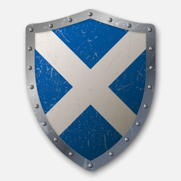 Old Shield with Flag of Scotland