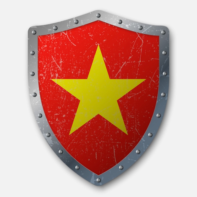 Old shield with flag of vietnam