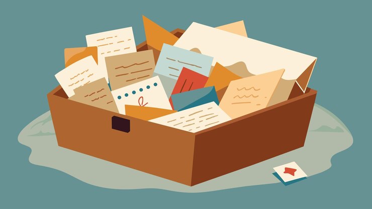 Vector an old shoebox filled with handwritten letters from friends each one telling a different story and