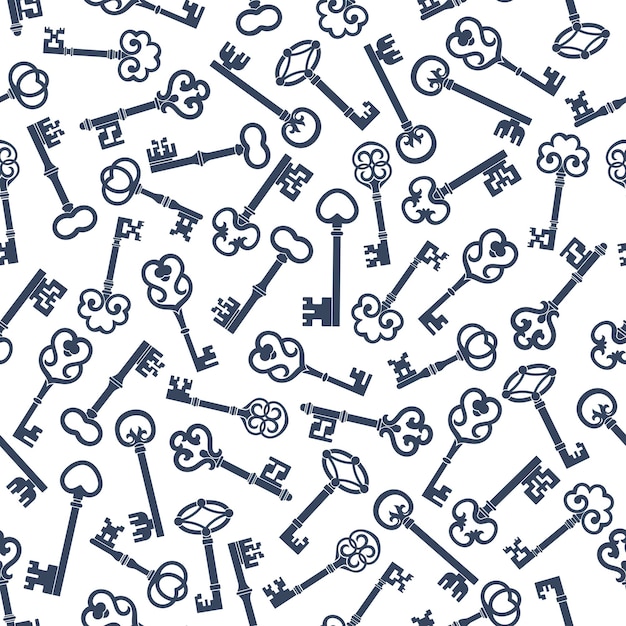 Vector old skeleton keys seamless pattern background