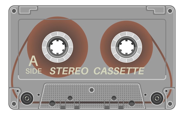 Vettore vecchio modello di cassetta stereo nastro audio in plastica