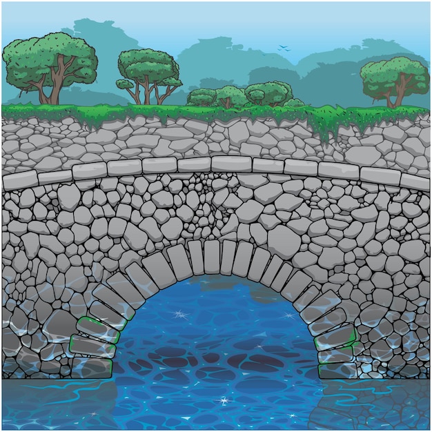 Vector old stone bridge illustration