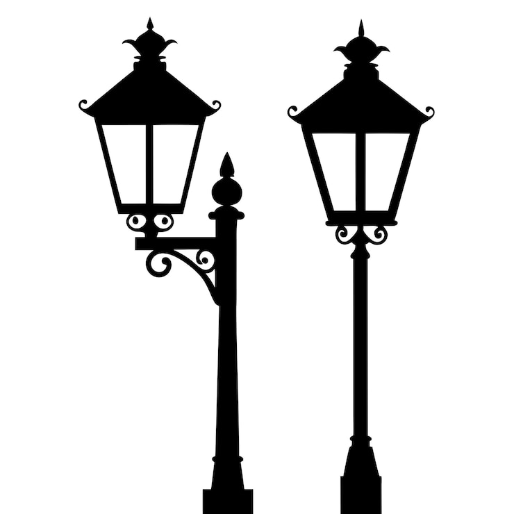 Vector old streetlamps against a white background