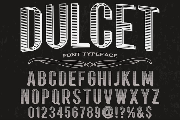 Old style alphabet label design dulcet