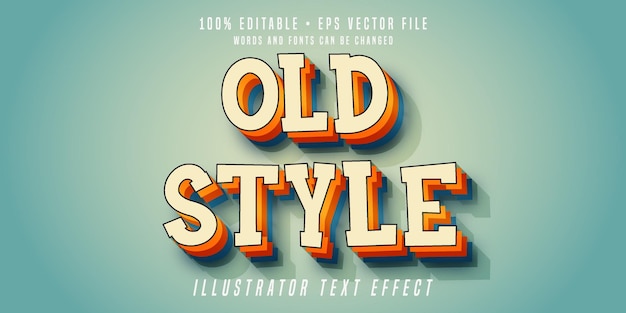 Old style editable text effect Vintage style 3d font