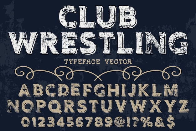 Vettore vecchio stile etichetta design club club wrestling