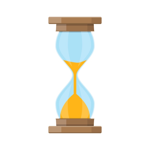 Vector old style hourglass clocks with sand.