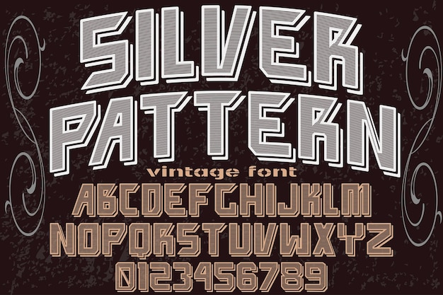 Vecchio stile tipografia font design modello argento