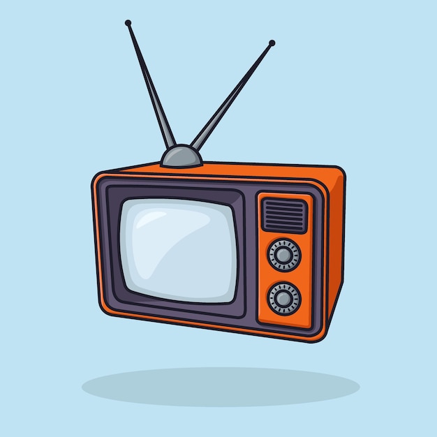 Old Television Orange Object Concept Cartoon Icon Vector