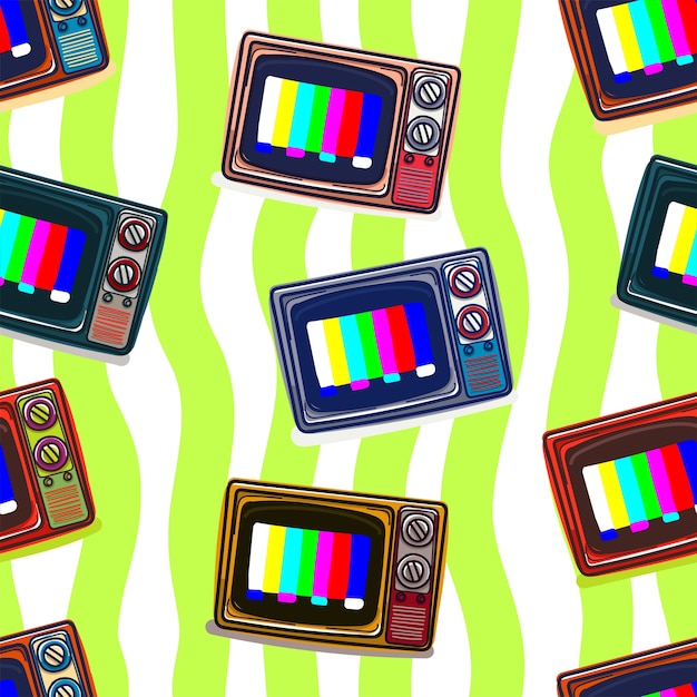 Old television seamless pattern