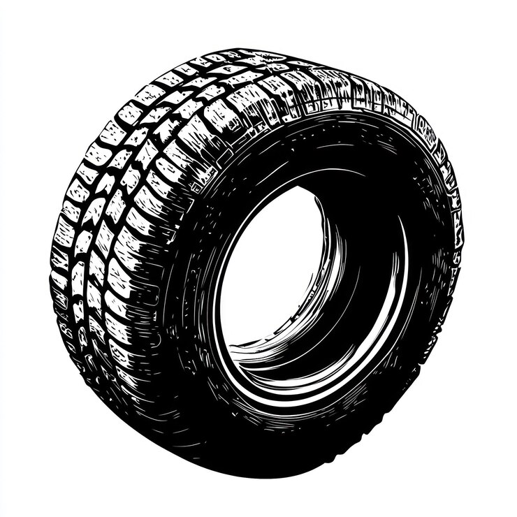 Vector old tire clean simple vector silhouette black