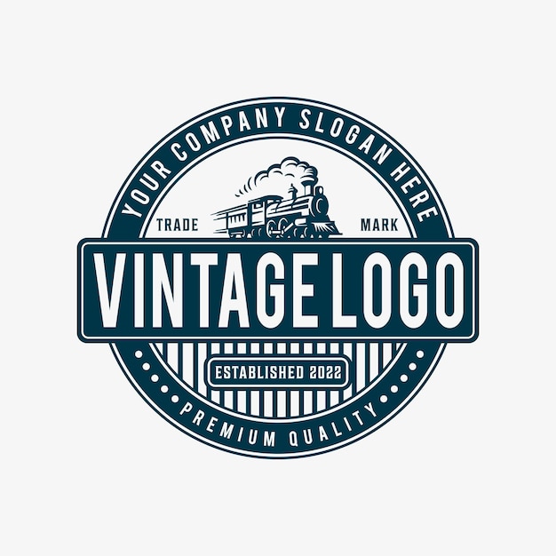 Vector old train logo retro vintage badge