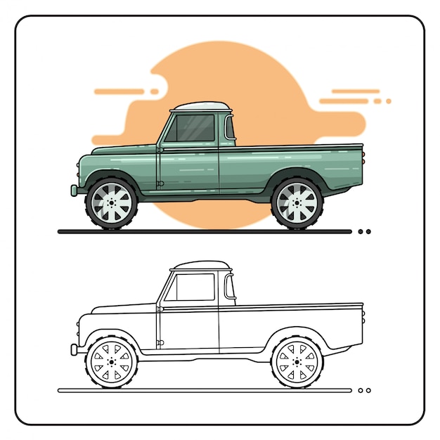 Vector old truck pickup car easy editable