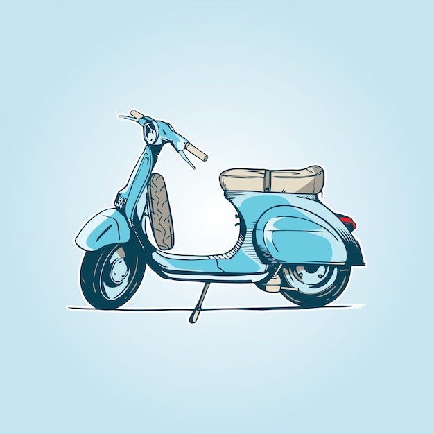 Vector old turquoise scooter